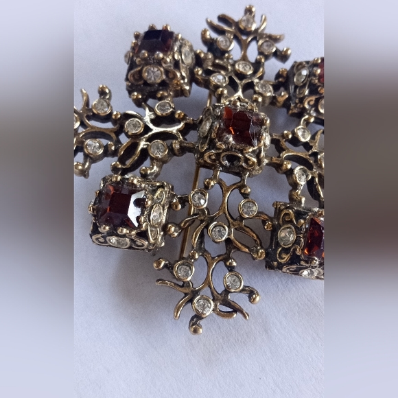 Vogue Jewelery VTG 50's 60's Tree Topaz, Clear Rhinestones Rare Gold Tone Brooch - Picture 7 of 13